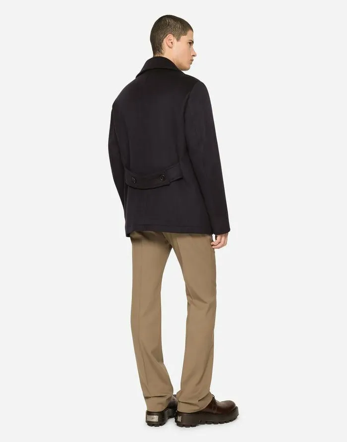 Dolce and Gabbana Coats And Jackets Men Cashmere Pea Coat Blue Dolce and Gabbana Coats And Jackets Men Cashmere Pea Coat Blue