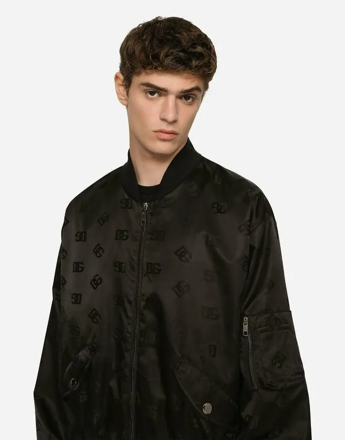 Dolce and Gabbana Coats And Jackets Men DG Satin Jacquard Jacket With Branded Tag Black Dolce and Gabbana Coats And Jackets Men DG Satin Jacquard Jacket With Branded Tag Black