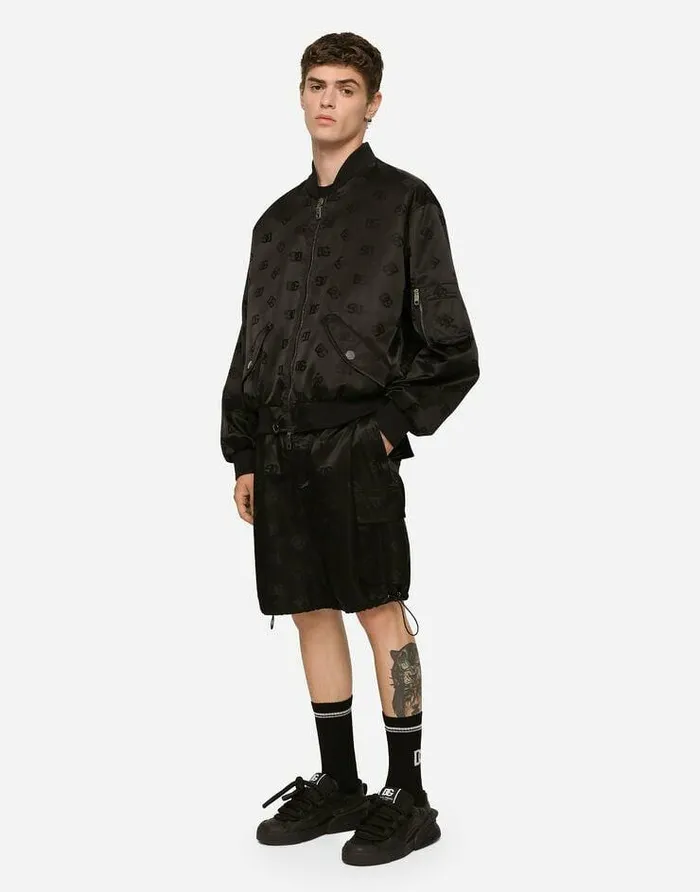 Dolce and Gabbana Coats And Jackets Men DG Satin Jacquard Jacket With Branded Tag Black Dolce and Gabbana Coats And Jackets Men DG Satin Jacquard Jacket With Branded Tag Black