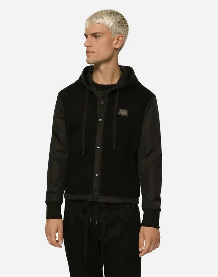 Dolce and Gabbana Coats And Jackets Men Stretch Jersey Jacket With Branded Tag Black Dolce and Gabbana Coats And Jackets Men Stretch Jersey Jacket With Branded Tag Black
