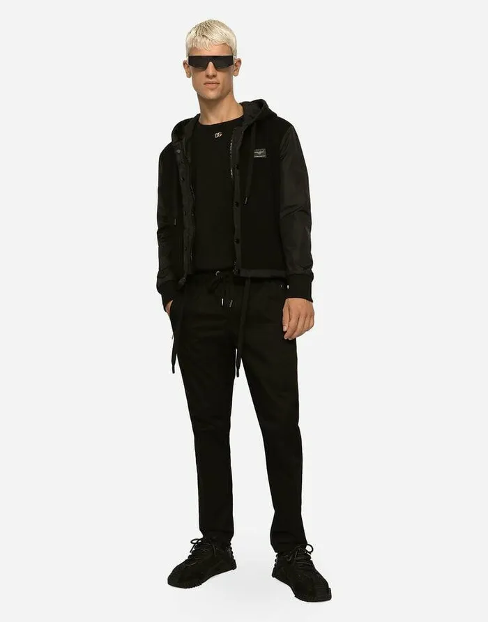 Dolce and Gabbana Coats And Jackets Men Stretch Jersey Jacket With Branded Tag Black Dolce and Gabbana Coats And Jackets Men Stretch Jersey Jacket With Branded Tag Black