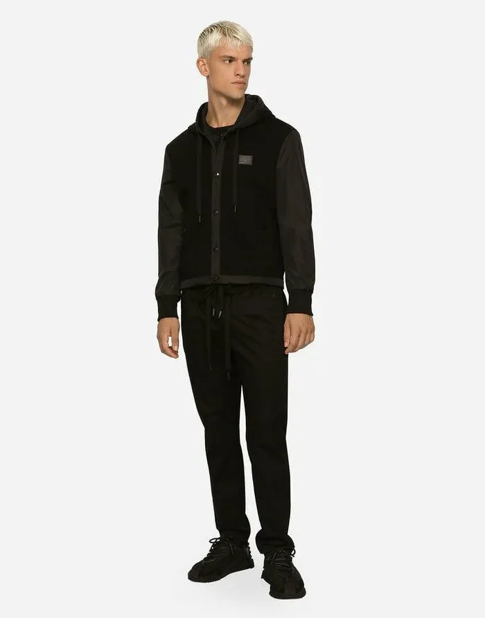 Dolce and Gabbana Coats And Jackets Men Stretch Jersey Jacket With Branded Tag Black Dolce and Gabbana Coats And Jackets Men Stretch Jersey Jacket With Branded Tag Black
