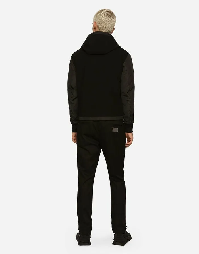 Dolce and Gabbana Coats And Jackets Men Stretch Jersey Jacket With Branded Tag Black Dolce and Gabbana Coats And Jackets Men Stretch Jersey Jacket With Branded Tag Black