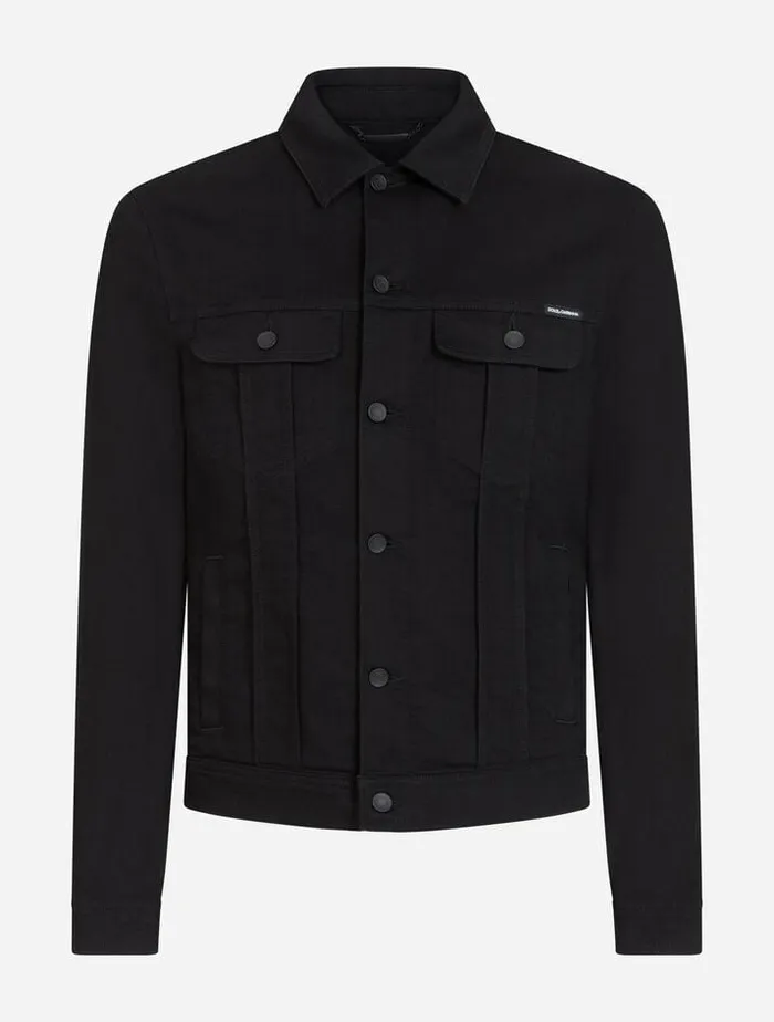 Dolce and Gabbana Coats And Jackets Men Washed Black Stretch Denim Jacket Black Dolce and Gabbana Coats And Jackets Men Washed Black Stretch Denim Jacket Black