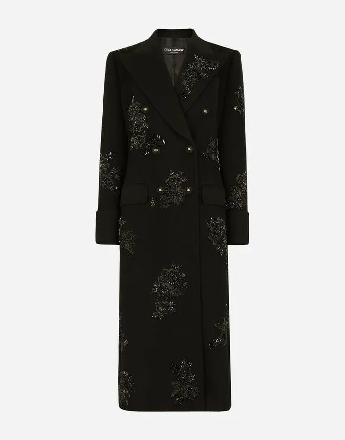 Dolce and Gabbana Coats And Jackets Women Doublebreasted Wool Coat With Embroidery Multicolor Dolce and Gabbana Coats And Jackets Women Doublebreasted Wool Coat With Embroidery Multicolor