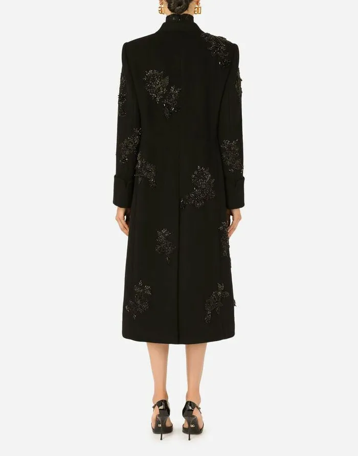 Dolce and Gabbana Coats And Jackets Women Doublebreasted Wool Coat With Embroidery Multicolor Dolce and Gabbana Coats And Jackets Women Doublebreasted Wool Coat With Embroidery Multicolor