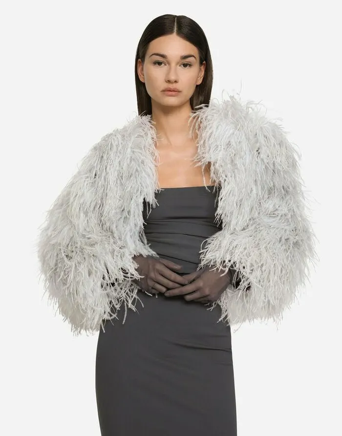 Dolce and Gabbana Coats And Jackets Women KIM DOLCEandGABBANA Ostrich Feather Bolero Jacket Multicolor Dolce and Gabbana Coats And Jackets Women KIM DOLCEandGABBANA Ostrich Feather Bolero Jacket Multicolor