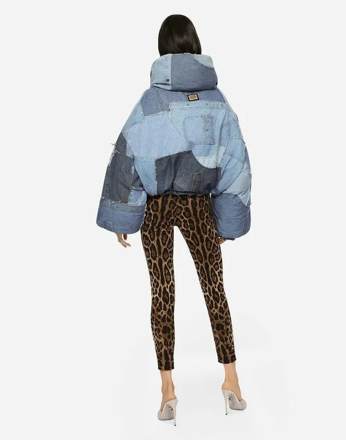 Dolce and Gabbana Coats And Jackets Women Patchwork Denim Down Jacket Multicolor