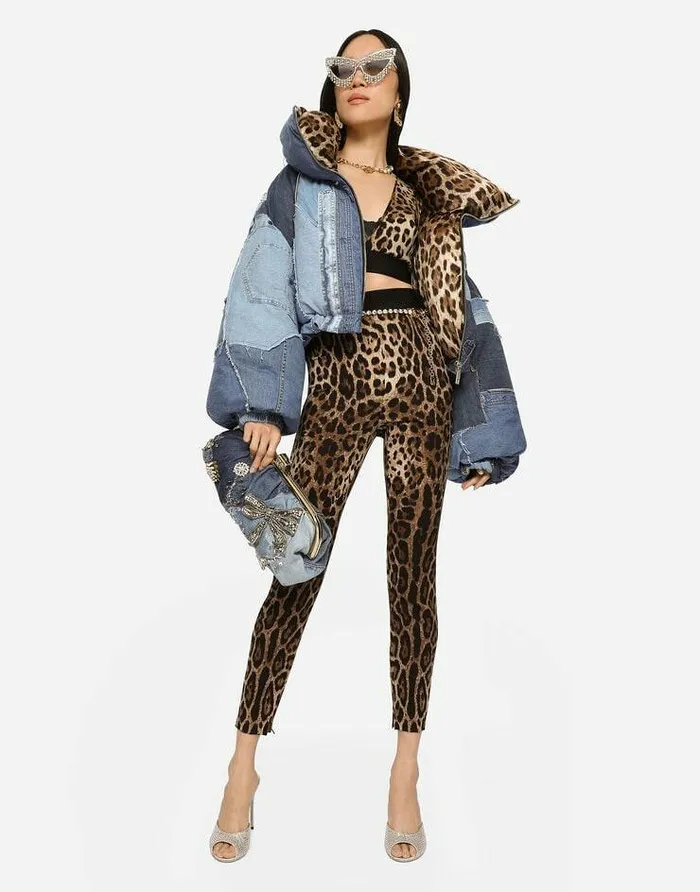 Dolce and Gabbana Coats And Jackets Women Patchwork Denim Down Jacket Multicolor