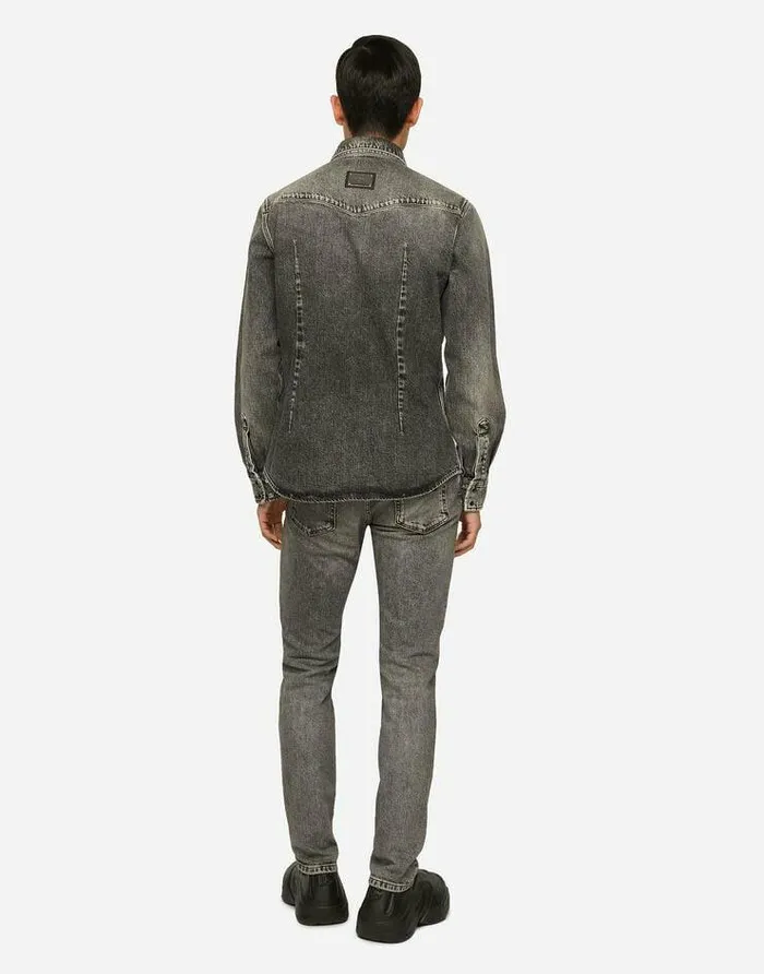 Dolce and Gabbana Denim Men Light Gray Wash Slimfit Stretch Jeans Multicolor