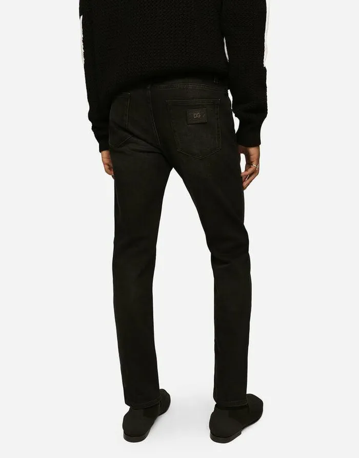 Dolce and Gabbana Denim Men Washed Black Slimfit Stretch Jeans Black Dolce and Gabbana Denim Men Washed Black Slimfit Stretch Jeans Black