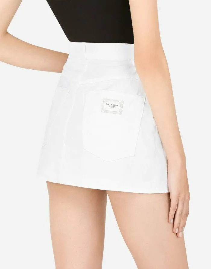 Dolce and Gabbana Denim Women Denim Mini Skirt White Dolce and Gabbana Denim Women Denim Mini Skirt White