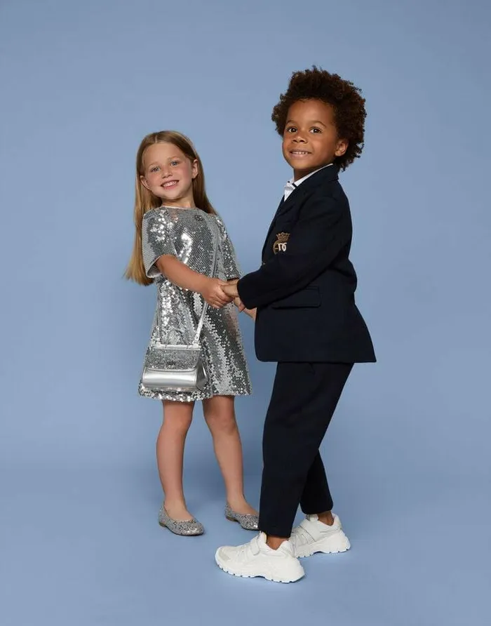 Dolce and Gabbana Dresses Children Sequined Midi Dress Silver Dolce and Gabbana Dresses Children Sequined Midi Dress Silver
