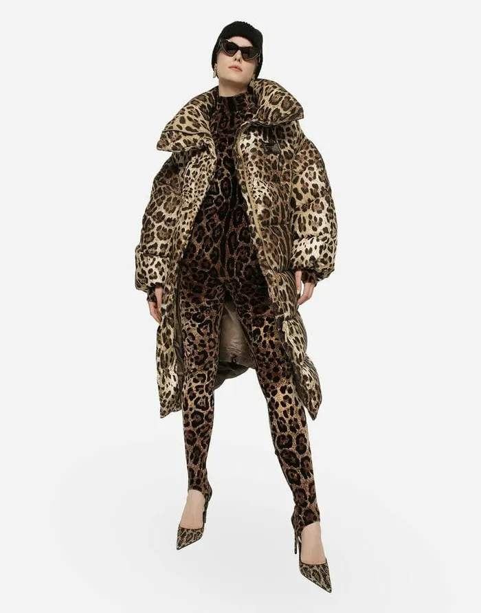 Dolce and Gabbana Dresses Women Chenille Jumpsuit With Jacquard Leopard Design Multicolor