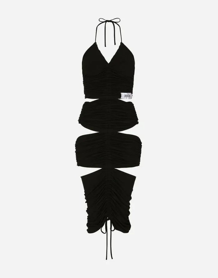 Dolce and Gabbana Dresses Women Jersey Calflength Dress With Draping Black