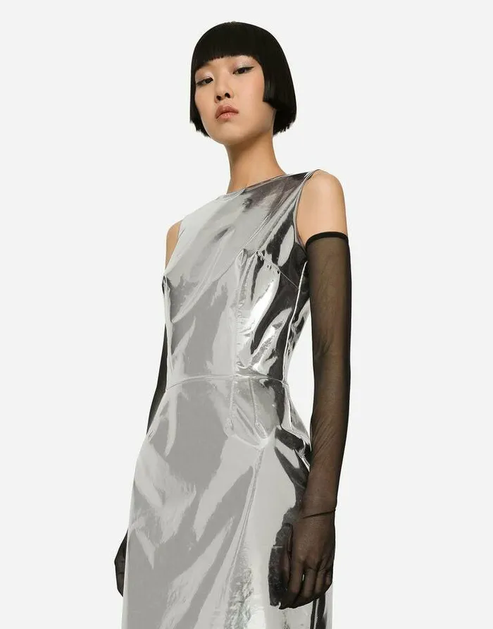 Dolce and Gabbana Dresses Women KIM DOLCEandGABBANA Foiled Jersey Calflength Dress Silver
