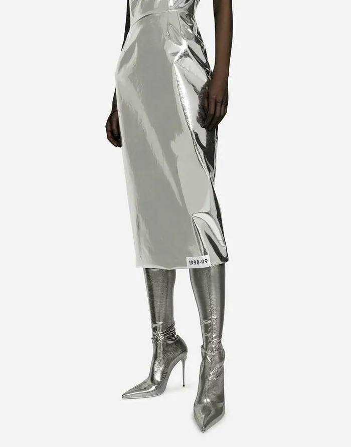 Dolce and Gabbana Dresses Women KIM DOLCEandGABBANA Foiled Jersey Calflength Dress Silver