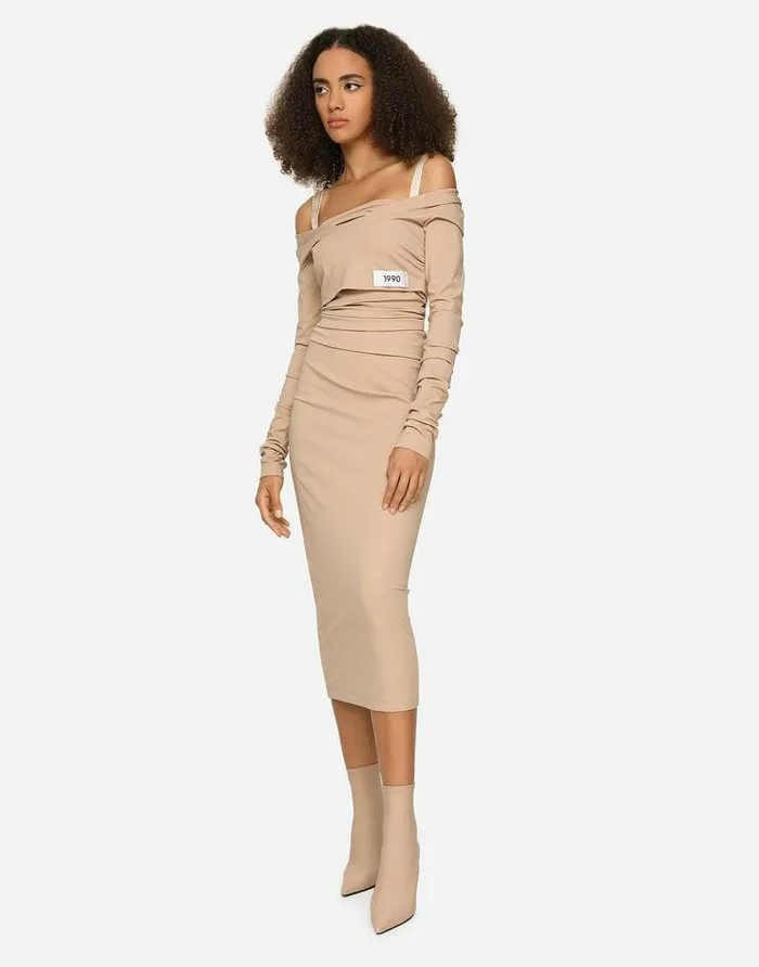 Dolce and Gabbana Dresses Women KIM DOLCEandGABBANA Jersey Milano Rib Calflength Dress Beige Dolce and Gabbana Dresses Women KIM DOLCEandGABBANA Jersey Milano Rib Calflength Dress Beige