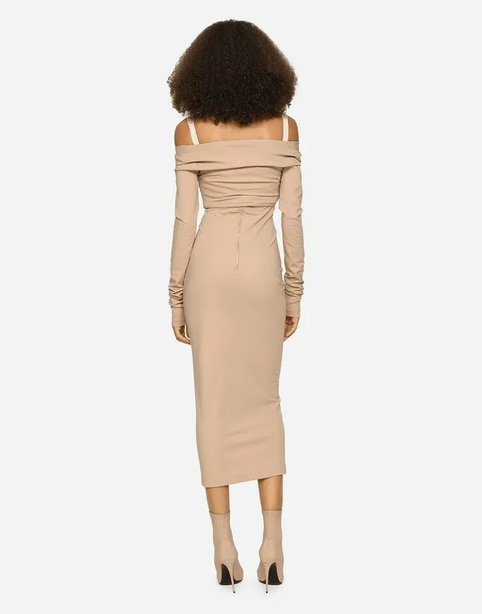Dolce and Gabbana Dresses Women KIM DOLCEandGABBANA Jersey Milano Rib Calflength Dress Beige Dolce and Gabbana Dresses Women KIM DOLCEandGABBANA Jersey Milano Rib Calflength Dress Beige