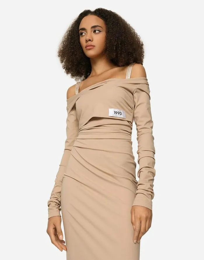 Dolce and Gabbana Dresses Women KIM DOLCEandGABBANA Jersey Milano Rib Calflength Dress Beige Dolce and Gabbana Dresses Women KIM DOLCEandGABBANA Jersey Milano Rib Calflength Dress Beige