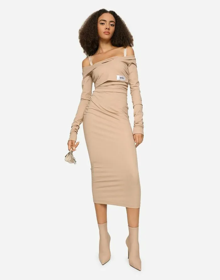 Dolce and Gabbana Dresses Women KIM DOLCEandGABBANA Jersey Milano Rib Calflength Dress Beige Dolce and Gabbana Dresses Women KIM DOLCEandGABBANA Jersey Milano Rib Calflength Dress Beige