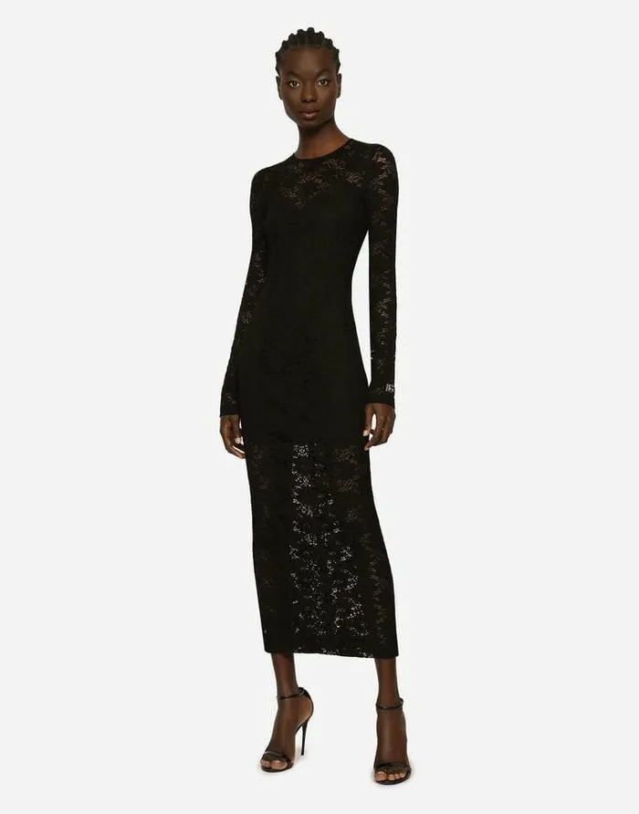 Dolce and Gabbana Dresses Women Long Lace Dress Black Dolce and Gabbana Dresses Women Long Lace Dress Black