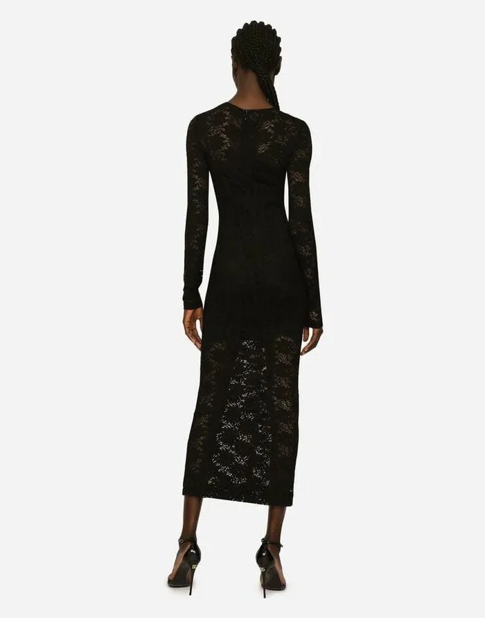 Dolce and Gabbana Dresses Women Long Lace Dress Black Dolce and Gabbana Dresses Women Long Lace Dress Black