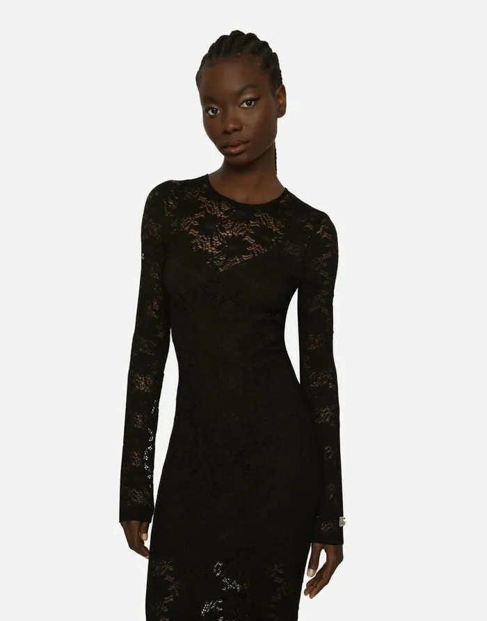 Dolce and Gabbana Dresses Women Long Lace Dress Black Dolce and Gabbana Dresses Women Long Lace Dress Black