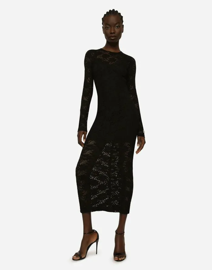 Dolce and Gabbana Dresses Women Long Lace Dress Black Dolce and Gabbana Dresses Women Long Lace Dress Black