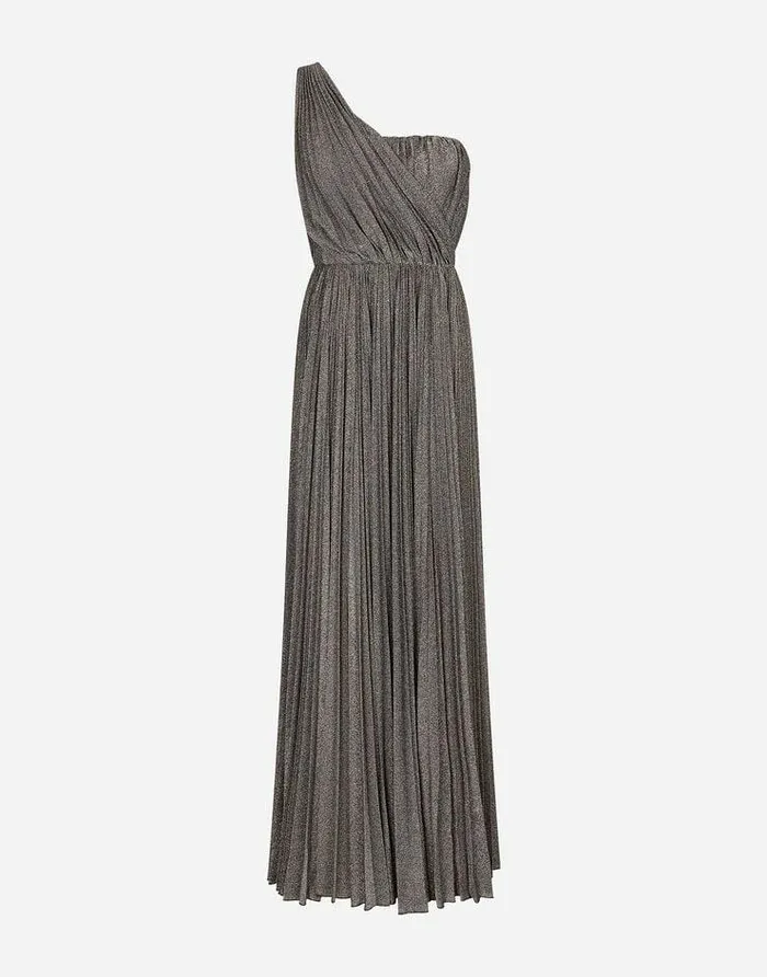 Dolce and Gabbana Dresses Women Long Lam Jersey Oneshoulder Dress Blue