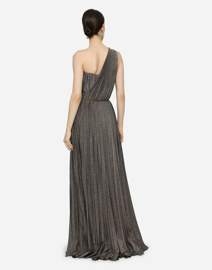 Dolce and Gabbana Dresses Women Long Lam Jersey Oneshoulder Dress Blue