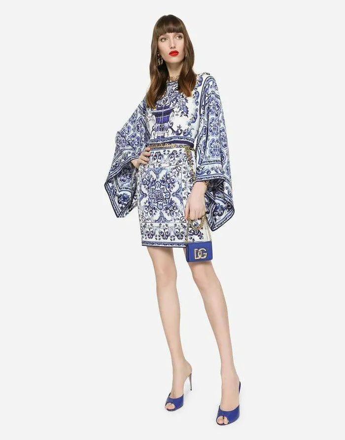 Dolce and Gabbana Dresses Women Short Majolicaprint Charmeuse Dress Multicolor Dolce and Gabbana Dresses Women Short Majolicaprint Charmeuse Dress Multicolor