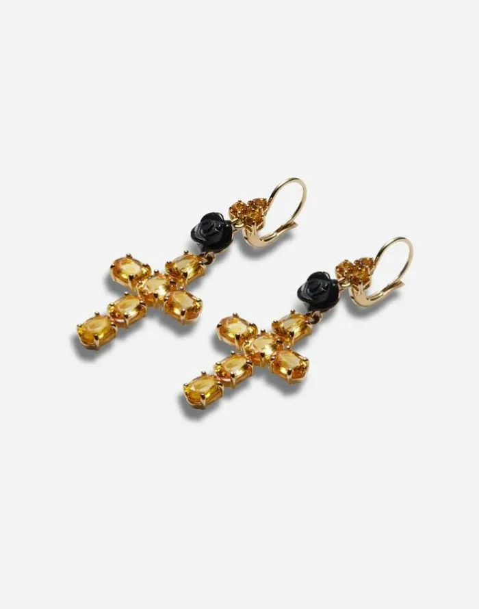 Dolce and Gabbana Earrings Women Family Yellow Gold Earrings With Yellow Sapphires Gold Dolce and Gabbana Earrings Women Family Yellow Gold Earrings With Yellow Sapphires Gold