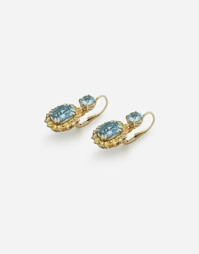 Dolce and Gabbana Earrings Women Herritage Earrings In Yellow Gold With Aquamarines And Yellow Sapphires Gold