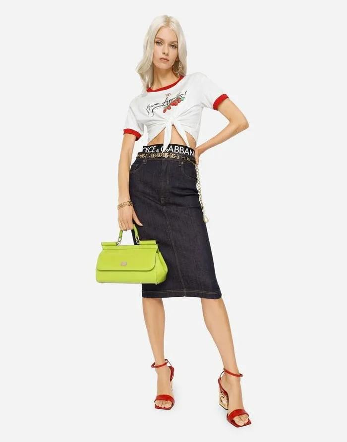 Dolce and Gabbana Handbags Women Elongated Sicily Handbag Green Dolce and Gabbana Handbags Women Elongated Sicily Handbag Green