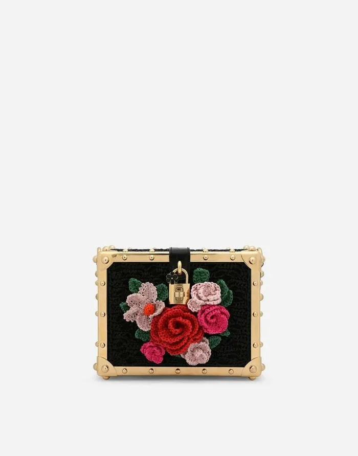 Dolce and Gabbana Handbags Women Raffia Crochet Dolce Box Bag Multicolor