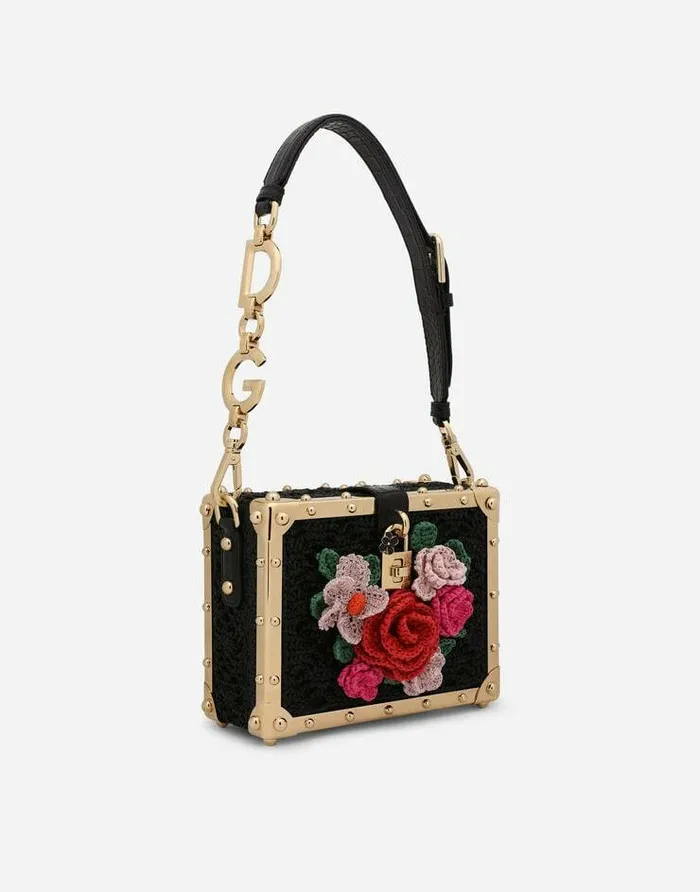Dolce and Gabbana Handbags Women Raffia Crochet Dolce Box Bag Multicolor