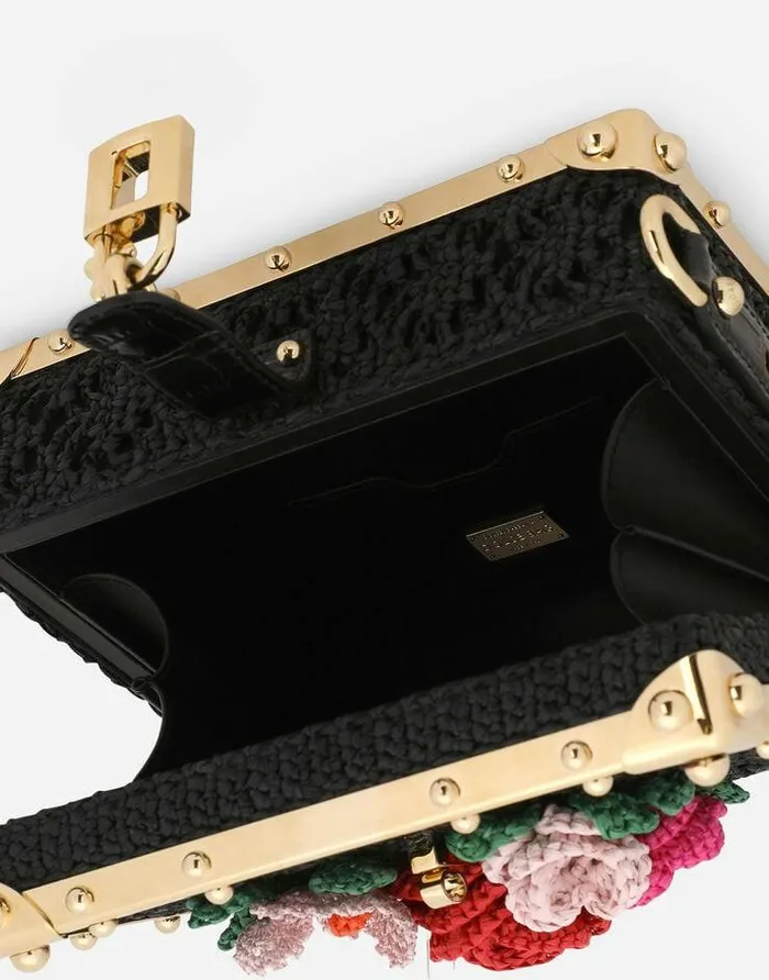 Dolce and Gabbana Handbags Women Raffia Crochet Dolce Box Bag Multicolor