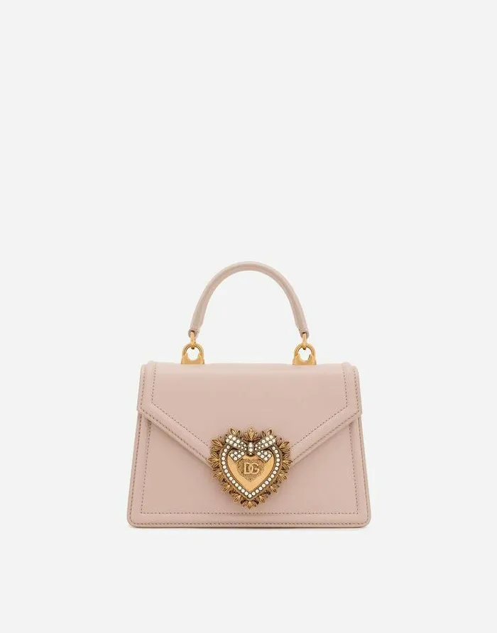 Dolce and Gabbana Handbags Women Small Smooth Calfskin Devotion Bag Pale Pink