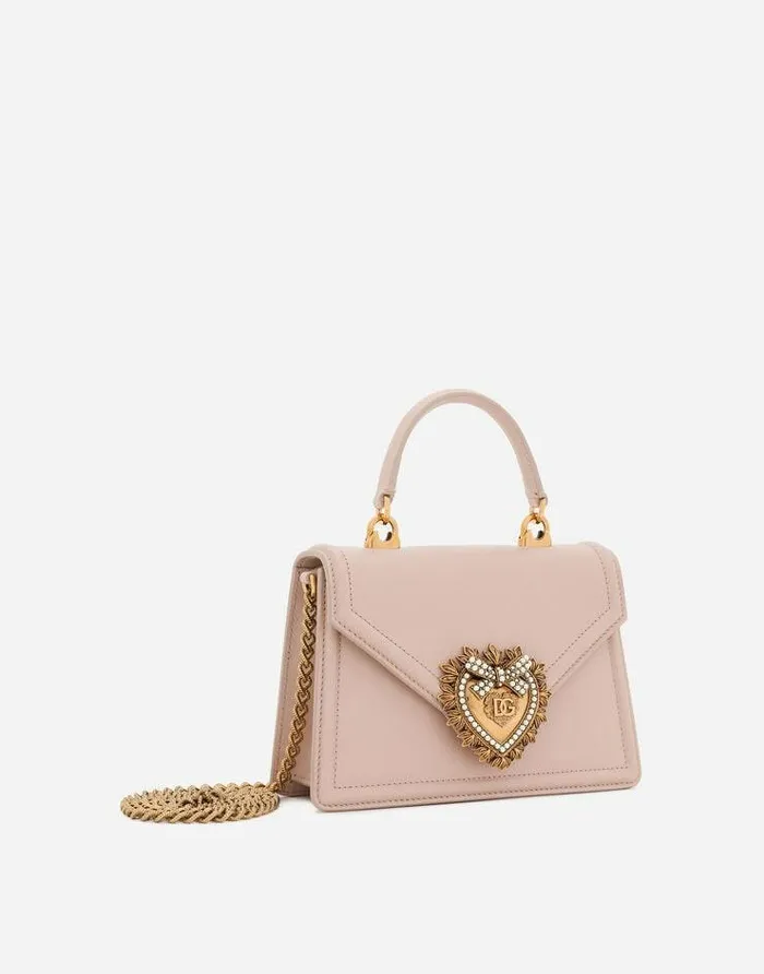 Dolce and Gabbana Handbags Women Small Smooth Calfskin Devotion Bag Pale Pink Dolce and Gabbana Handbags Women Small Smooth Calfskin Devotion Bag Pale Pink