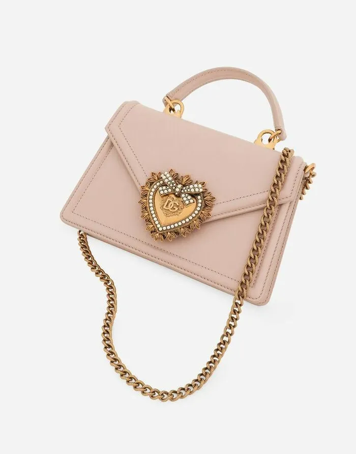 Dolce and Gabbana Handbags Women Small Smooth Calfskin Devotion Bag Pale Pink Dolce and Gabbana Handbags Women Small Smooth Calfskin Devotion Bag Pale Pink