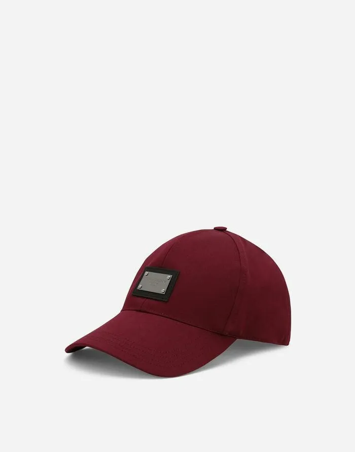 Dolce and Gabbana Hats And Gloves Men Cotton Baseball Cap With Logo Tag Bordeaux Dolce and Gabbana Hats And Gloves Men Cotton Baseball Cap With Logo Tag Bordeaux