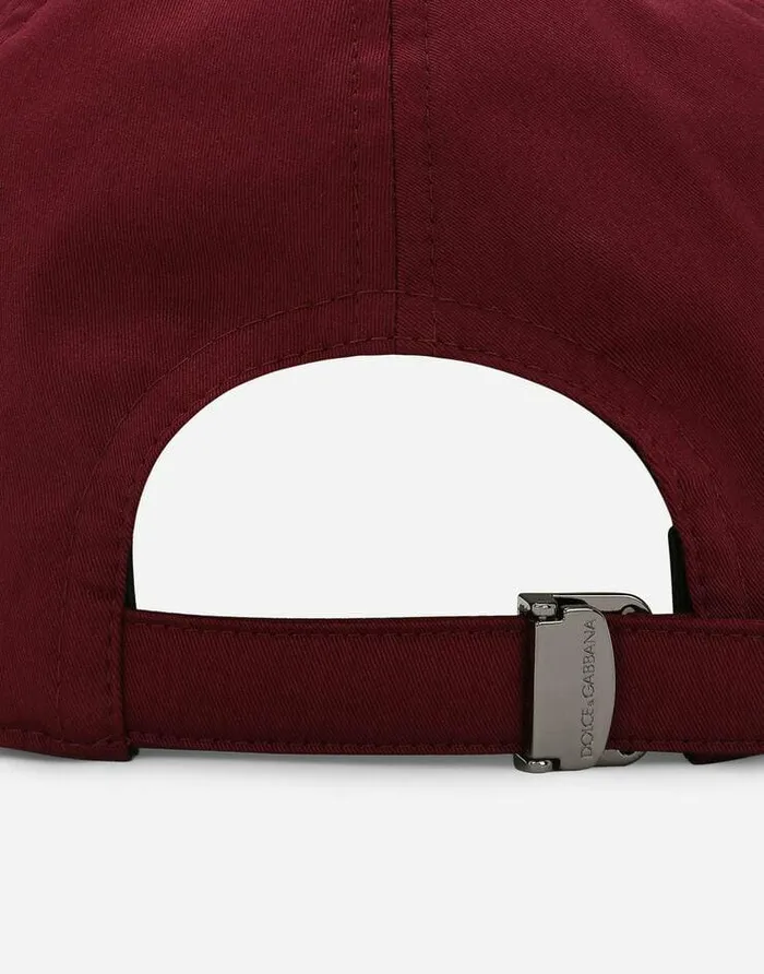 Dolce and Gabbana Hats And Gloves Men Cotton Baseball Cap With Logo Tag Bordeaux