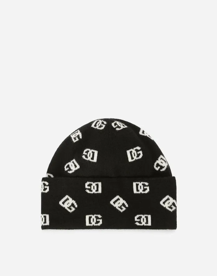 Dolce and Gabbana Hats And Gloves Men Knit Cashmere And Wool Jacquard Hat With DG Detailing Multicolor Dolce and Gabbana Hats And Gloves Men Knit Cashmere And Wool Jacquard Hat With DG Detailing Multicolor