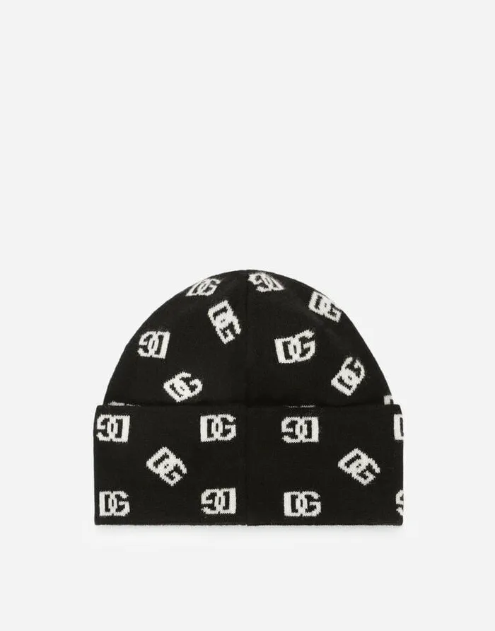 Dolce and Gabbana Hats And Gloves Men Knit Cashmere And Wool Jacquard Hat With DG Detailing Multicolor Dolce and Gabbana Hats And Gloves Men Knit Cashmere And Wool Jacquard Hat With DG Detailing Multicolor