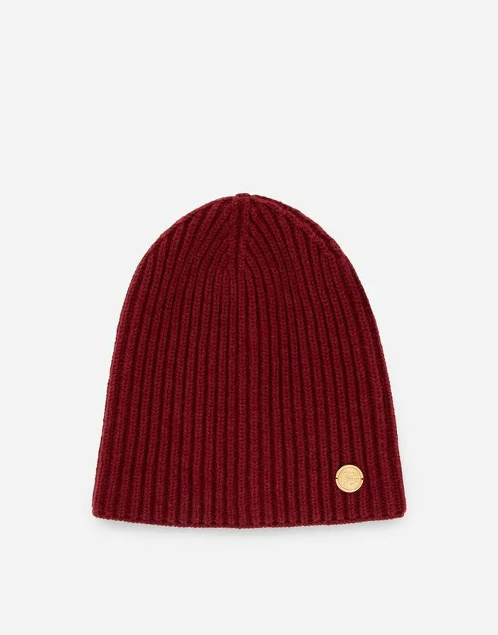 Dolce and Gabbana Hats And Gloves Men Knit Cashmere Hat With DG Patch Bordeaux Dolce and Gabbana Hats And Gloves Men Knit Cashmere Hat With DG Patch Bordeaux
