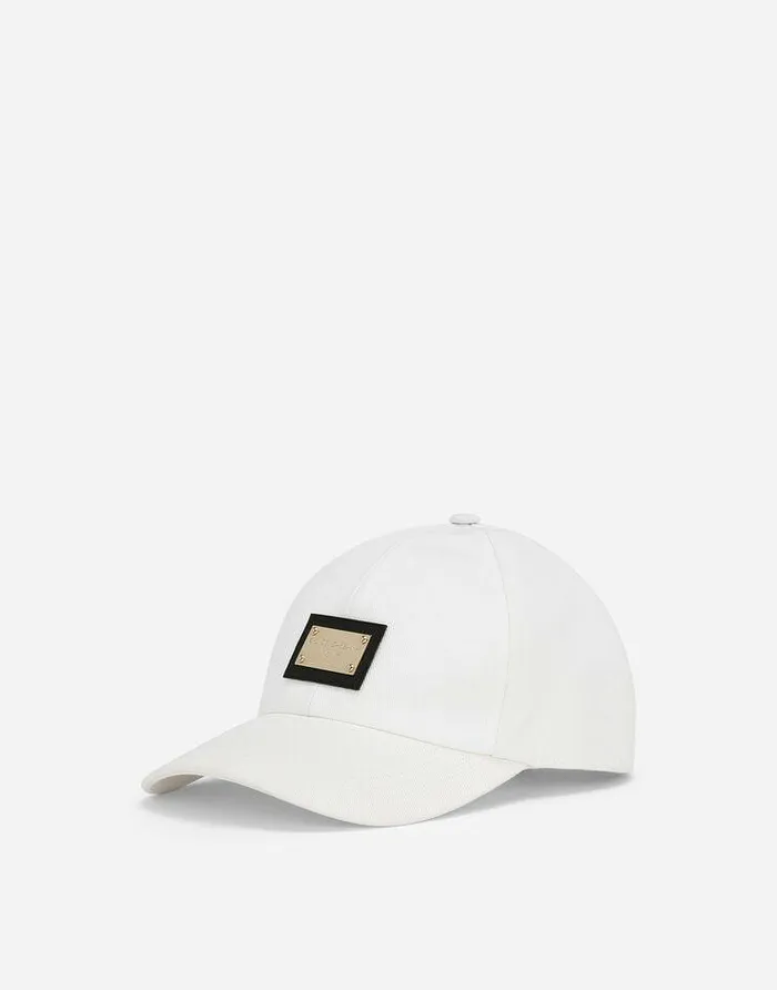 Dolce and Gabbana Hats And Gloves Women Gabardine Baseball Cap With DG Logo White Dolce and Gabbana Hats And Gloves Women Gabardine Baseball Cap With DG Logo White