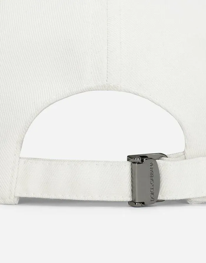 Dolce and Gabbana Hats And Gloves Women Gabardine Baseball Cap With DG Logo White Dolce and Gabbana Hats And Gloves Women Gabardine Baseball Cap With DG Logo White