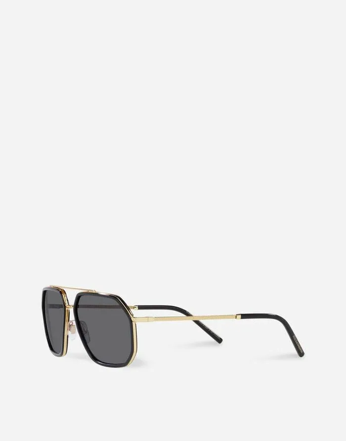 Dolce and Gabbana Icons Men Gros Grain Sunglasses Gold And Black Dolce and Gabbana Icons Men Gros Grain Sunglasses Gold And Black