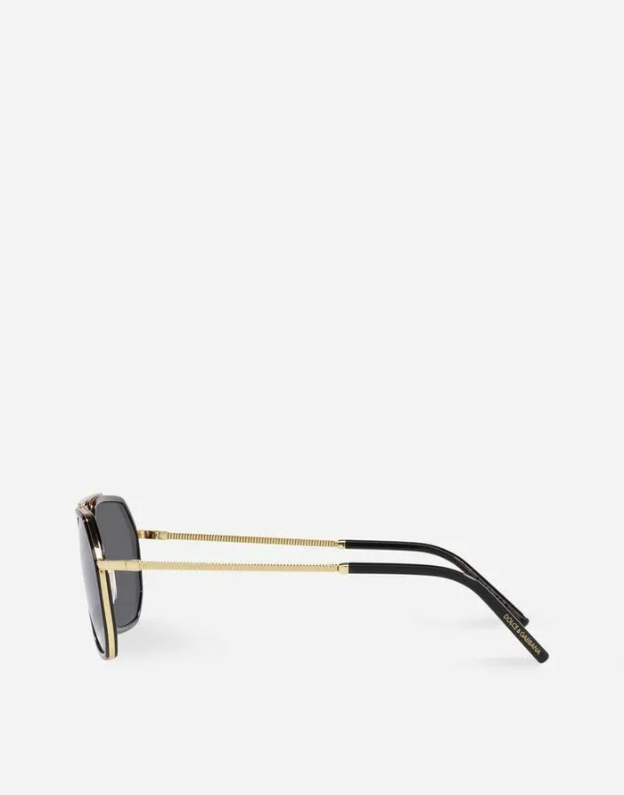 Dolce and Gabbana Icons Men Gros Grain Sunglasses Gold And Black Dolce and Gabbana Icons Men Gros Grain Sunglasses Gold And Black